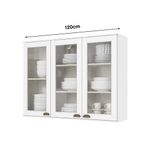 Gabinete Classy Aéreo de 3 Puertas con Vidrio para Cocina 120 cm Blanco