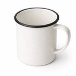 Taza Recta Blanca Jaspeada con Borde Negro