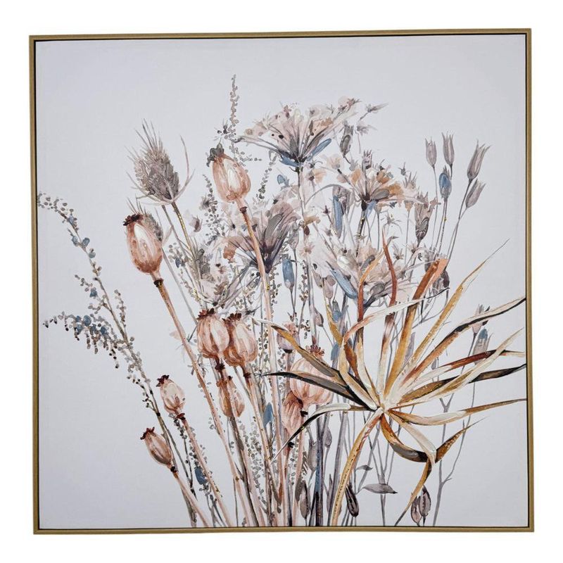 Cuadro Decorativo de Flores en Tonos Fríos de 82 x 4 x 82 cm