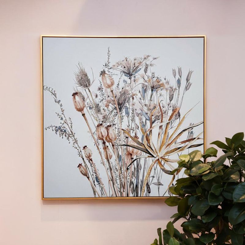 Cuadro Decorativo de Flores en Tonos Fríos de 82 x 4 x 82 cm