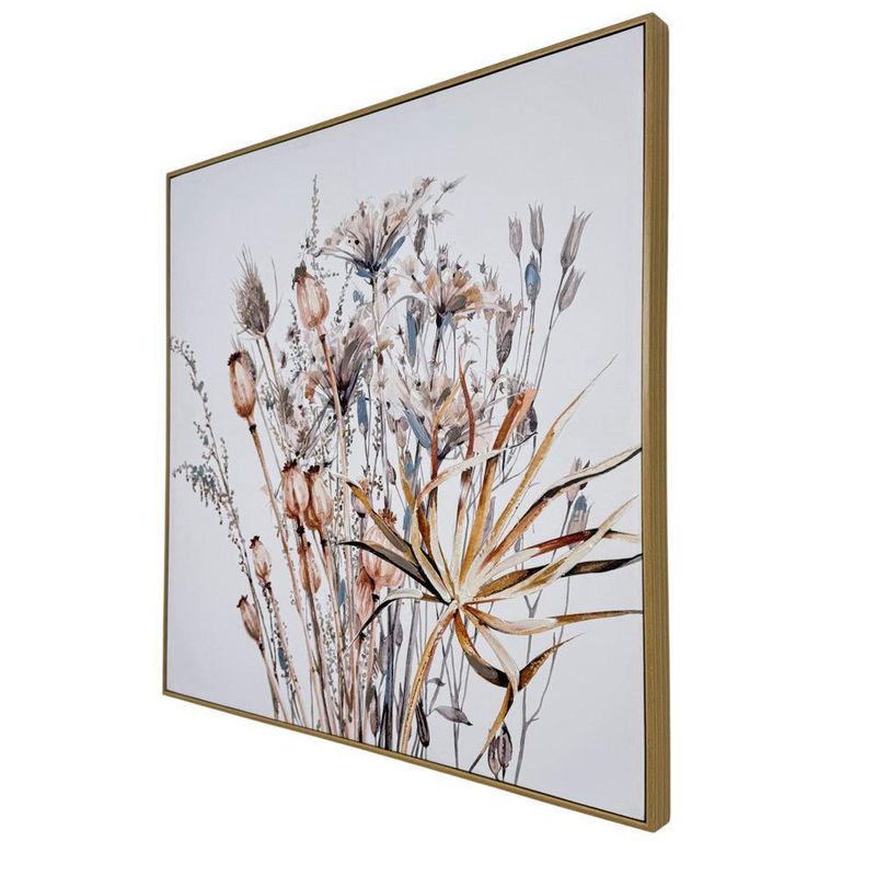 Cuadro Decorativo de Flores en Tonos Fríos de 82 x 4 x 82 cm