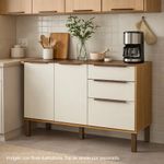 Gabinete Base Verace de 2 Puertas y 3 Gavetas para Cocina 120 cm Color Café y Blanco