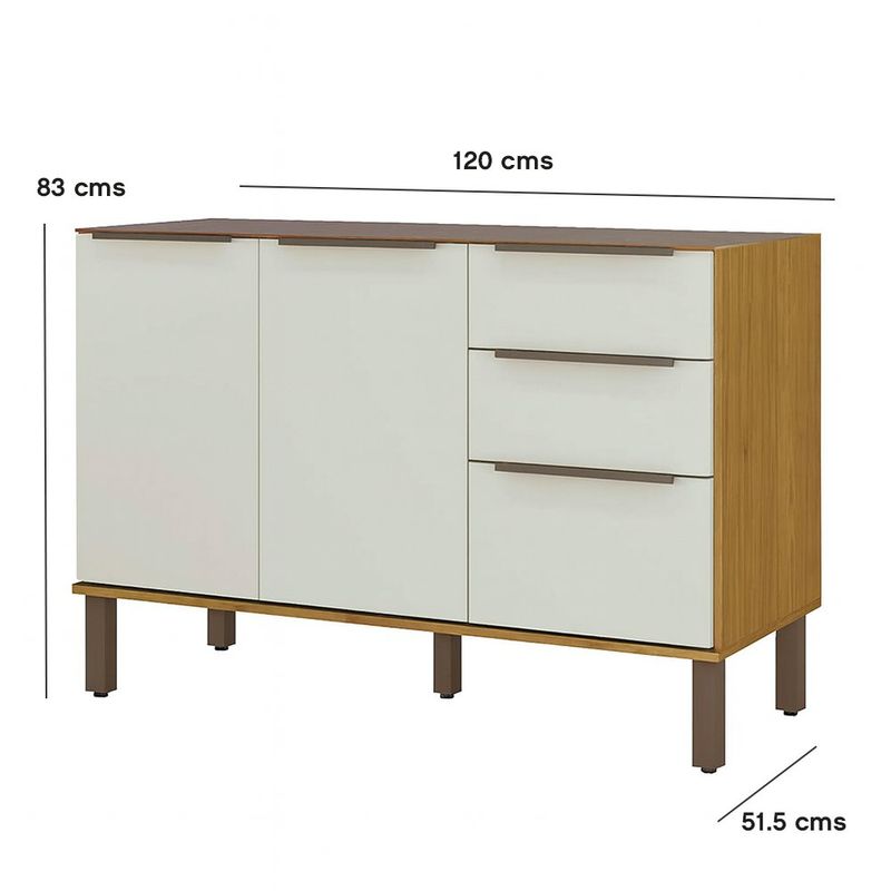Gabinete Base Verace de 2 Puertas y 3 Gavetas para Cocina 120 cm Café y Blanco