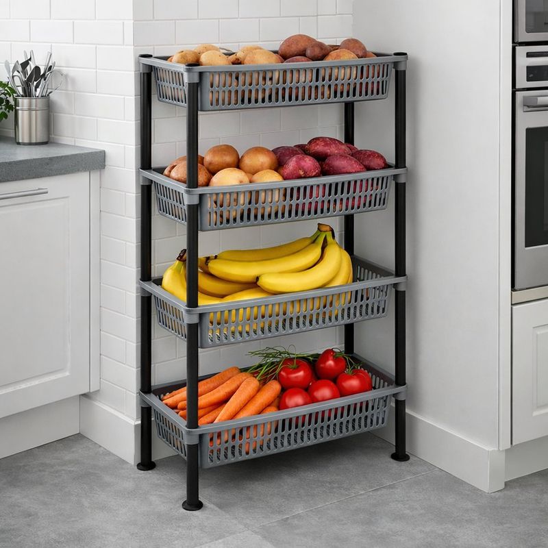 Organizador de Cocina de 4 Niveles Gris para Cocina 20 x 50 x 80.5 cm