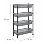 Organizador de Cocina de 4 Niveles Gris para Cocina 20 x 50 x 80.5 cm
