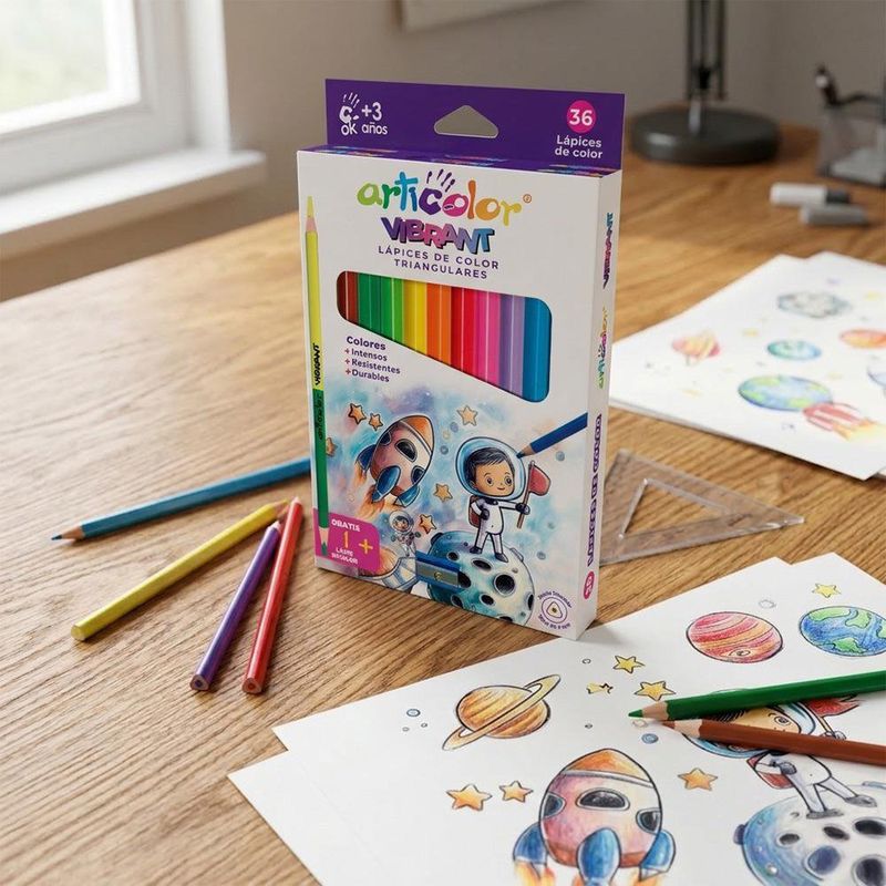 Crayones Articolor Vibrant Triangulares de 36 Colores + Lápiz Bicolor