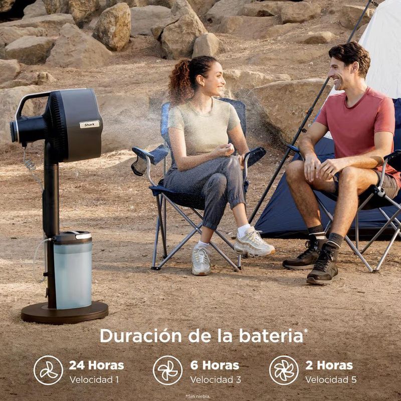 Ventilador con Atomizador Shark FlexBreeze Pro Mist de 5 Velocidades Recargable Color Color Negro