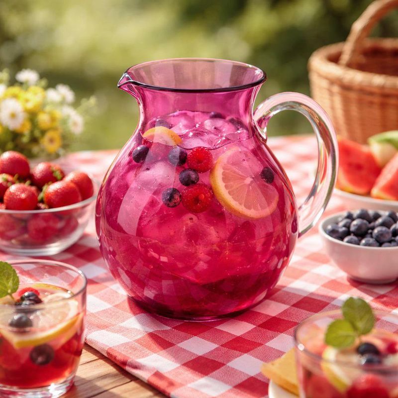 Pichel de 2 Litros Rojo Amatista para Agua, Jugos o Bebidas Frías