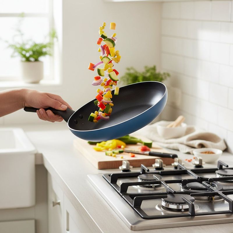 Sartén Antiadherente de 26 cm de Aluminio Azul y Negro