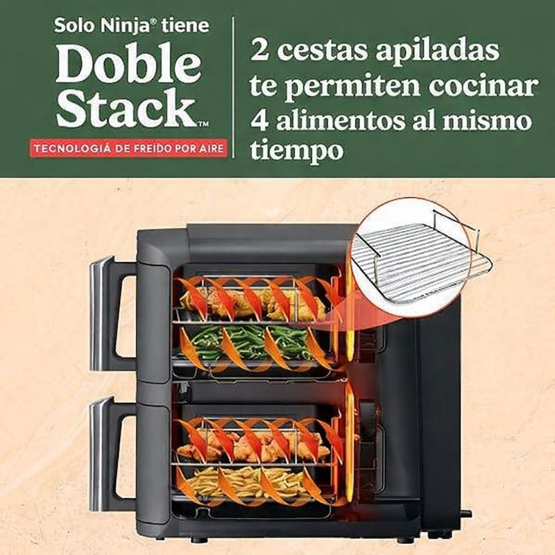 Freidora de Aire Ninja DoubleStack XL 9.5 L 2 Cestas Vertical