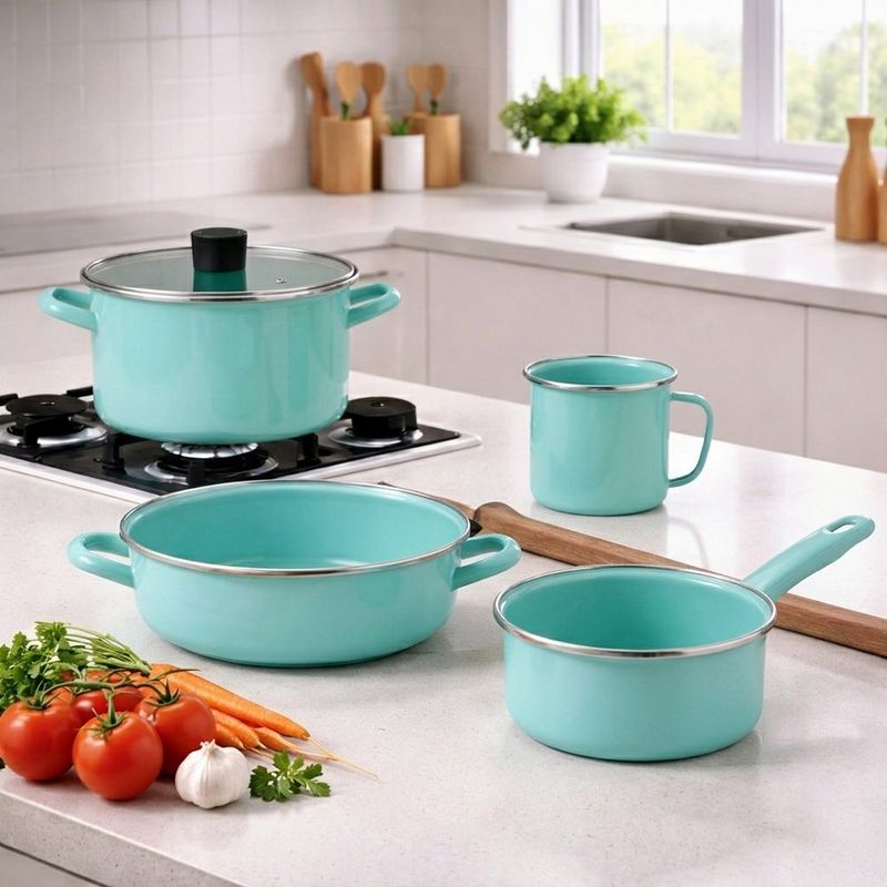 Batería Esmaltada 5 Piezas Menta