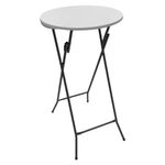 Mesa Alta Plegable Redonda Color Blanco de 60 x 133 Cm