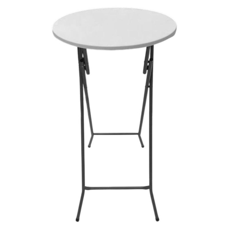 Mesa Alta Plegable Redonda Color Blanco de 60 x 133 Cm