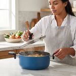 Olla de Aluminio Antiadherente Azul de 24 cm con Tapa