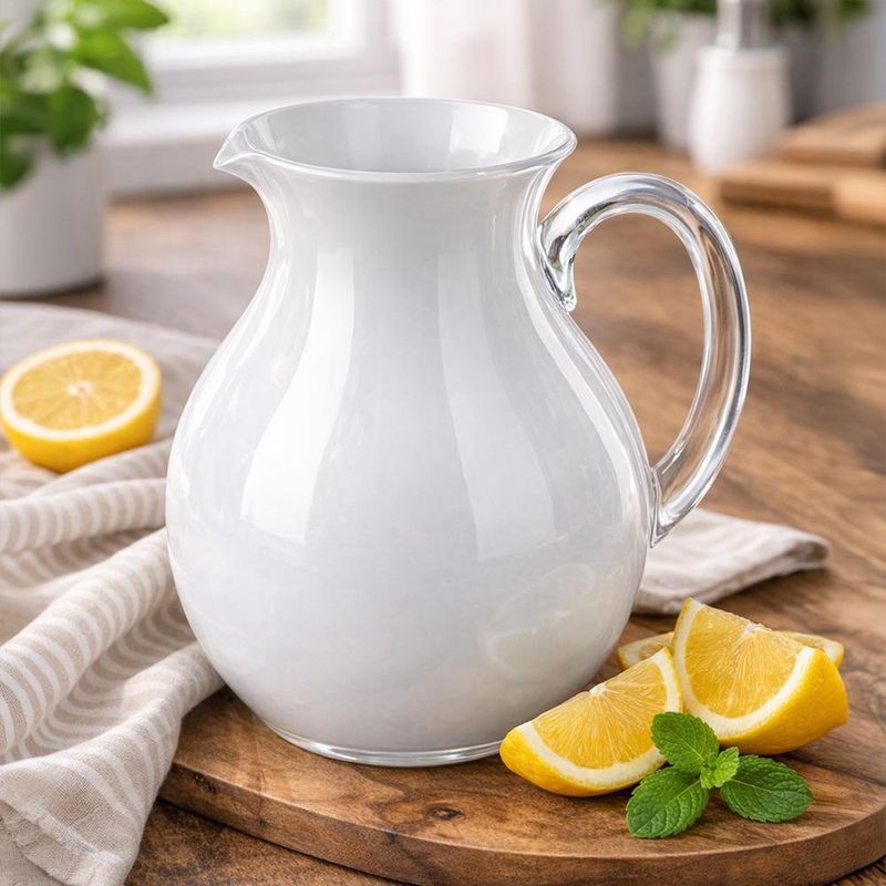 Pichel de 2 Litros Blanco Perla para Agua, Jugos o Bebidas Frías