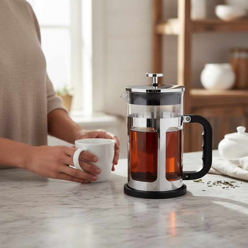 Cafetera Francesa de Acero Inoxidable y Vidrio de 1000 mL