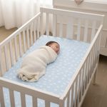 Sábana Cobertora para Corral Nojo Diseño Elefantes Color Celeste