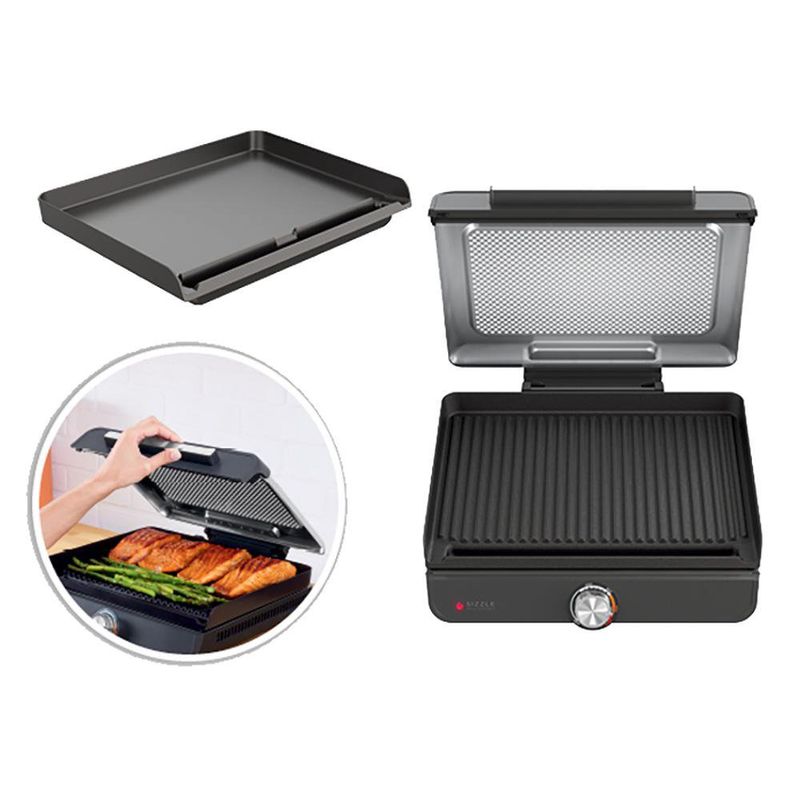Parrilla y Plancha Eléctrica Ninja Sizzle con Placas Intercambiables de 14 Plg