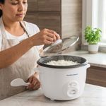 Olla Arrocera Antiadherente Color Blanco de 20 Tazas