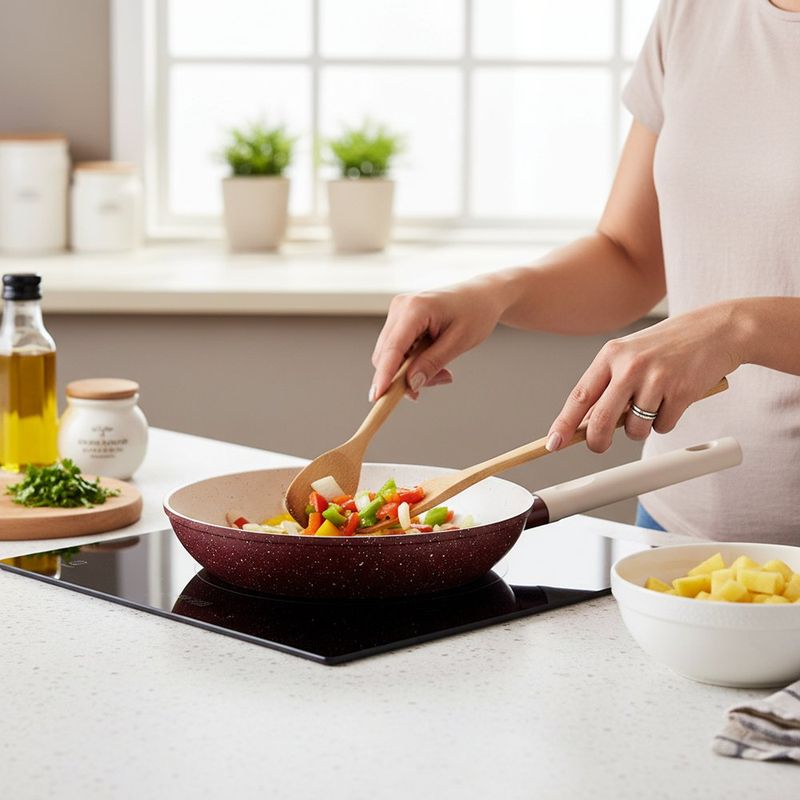 Sartén Antiadherente de 26 cm de Aluminio Forjado Café y Beige