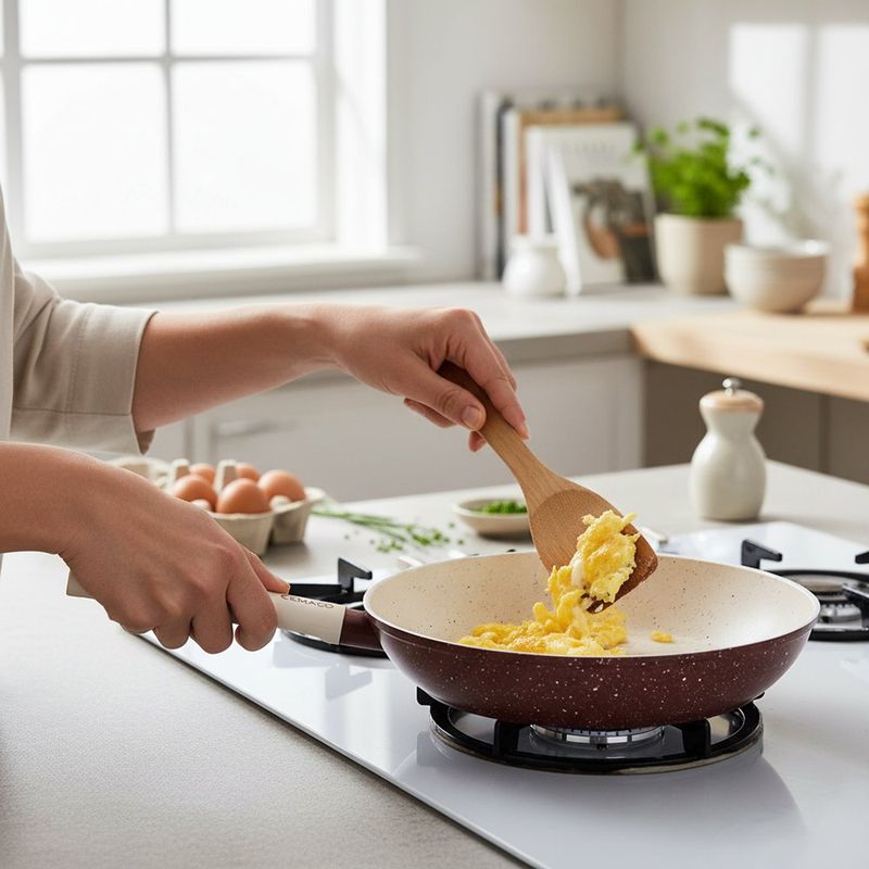 Sartén Antiadherente de 26 cm de Aluminio Forjado Café y Beige