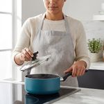 Cazo de Aluminio Antiadherente Azul de 18 cm con Tapa de Vidrio