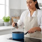 Cazo de Aluminio Antiadherente Azul de 18 cm con Tapa de Vidrio