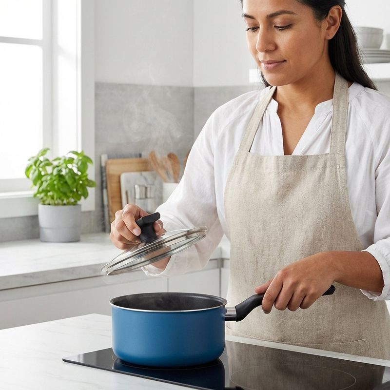 Cazo de Aluminio Antiadherente Azul de 18 cm con Tapa de Vidrio