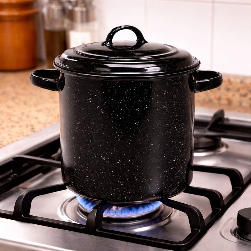 Olla de Peltre Recta Alta de 25 Cm Color Negro