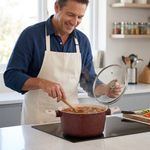 Olla de Aluminio Forjado 20 cm con Tapa de Vidrio Café y Beige