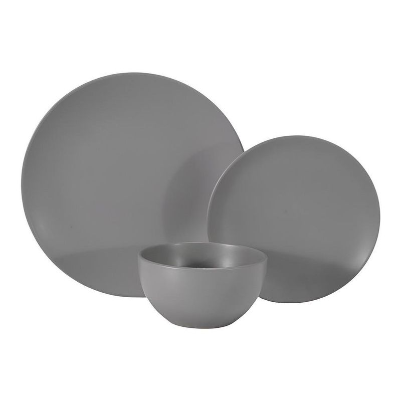 Vajilla Zen de Cerámica de 12 Piezas Color Gris para 4 Personas