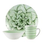Vajilla Fiorella de Porcelana de 12 Piezas con Diseño Floral Verde