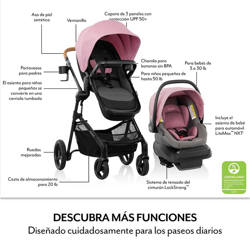 Travel System con Portabebé Pivot NXT Color Lilas Pink