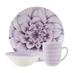 Vajilla Fiorella de Porcelana de 12 Piezas con Diseño Floral Morado