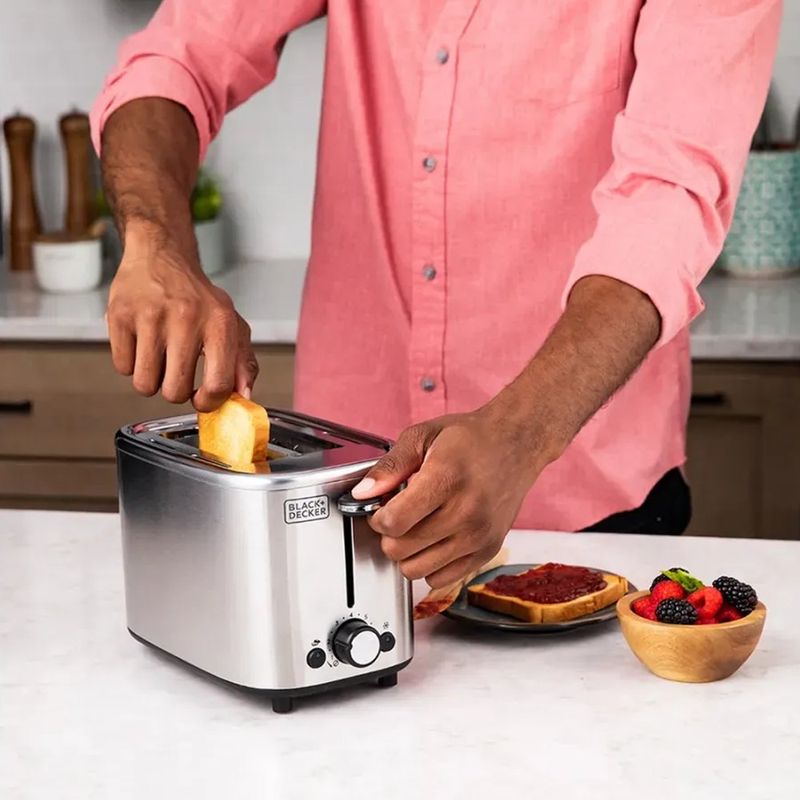 Tostador de Pan de 2 Rebanadas de Acero Inoxidable