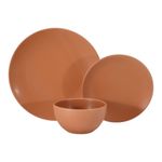 Vajilla Zen de Cerámica de 12 Piezas Color Terracota para 4 Personas