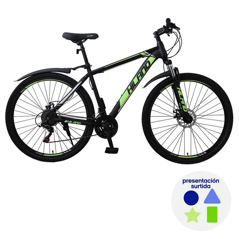 Bicicleta Montañesa Número 29 de 21 Velocidades Negra y Verde