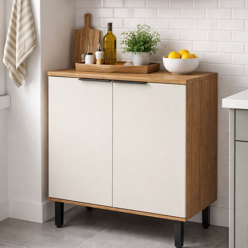 Gabinete Base Toscana Café y Crema de 2 Puertas 80 x 51.6 x 91.7 cm para Cocina