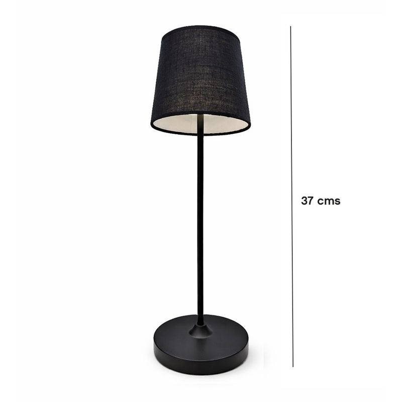 Lámpara de Mesa Táctil Atenuable Leonero CCT Negro Liso