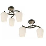 Combo de Lámparas de Techo Color Negras de 2 Luces y 3 Luces con Vidrio Blanco