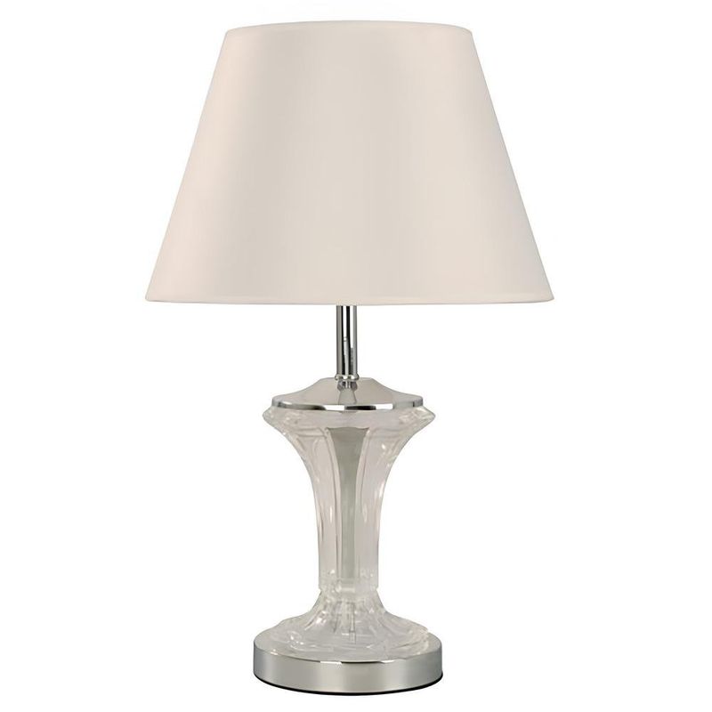 Lámpara de Mesa con Pantalla Color Beige Base Transparente Base E27 de 60 W