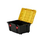 Caja de Almacenamiento con Rodos y Bisagras 80 L de Polipropileno Negra