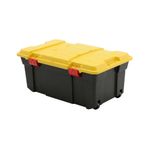 Caja de Almacenamiento con Rodos y Bisagras 80 L de Polipropileno Negra