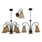 Combo de Lámparas Color Bronce de Techo y Pared con Vidrio Ámbar