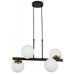 Lámpara de Colgar Color Negra y Chocolate con Esferas Blancas y Detalles de Cobre