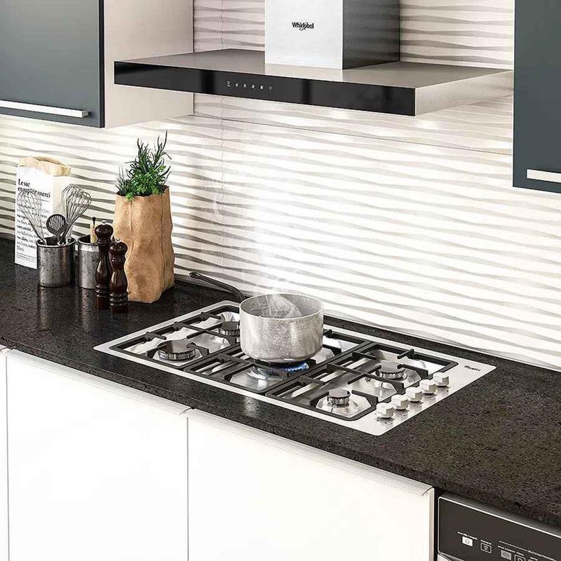 Cooktop a Gas Empotrable Whirlpool de 36 Plg con 5 Quemadores en Acero Inoxidable