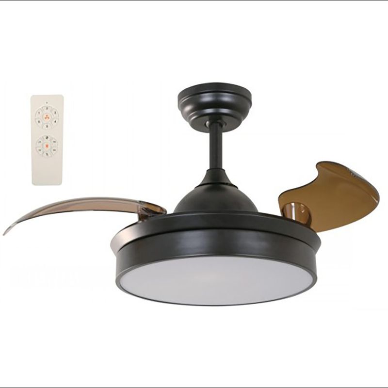 Ventilador de Techo Negro con Aspas Retráctiles Doradas y Luz Integrada