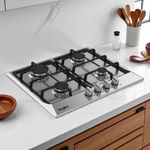 Cooktop a Gas Empotrable Whirlpool de 24 Plg con 4 Quemadores en Acero Inoxidable