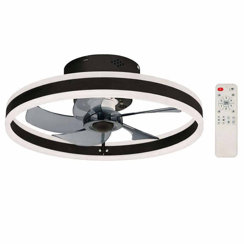 Ventilador de Techo Color Negro con Control Remoto y Luz Led de 20 Plg