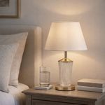 Lámpara de Mesa con Pantalla Color Beige Base Texturizada Dorada Base E27 de 60 W